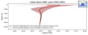 Indian Basin Salinity vs depth