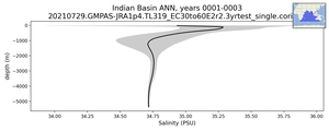 Indian Basin Salinity vs depth