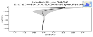 Indian Basin Salinity vs depth