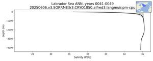 Labrador Sea Salinity vs depth
