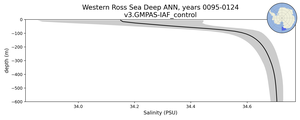 Western Ross Sea Deep Salinity vs depth