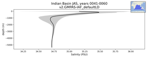 Indian Basin Salinity vs depth