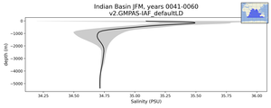 Indian Basin Salinity vs depth