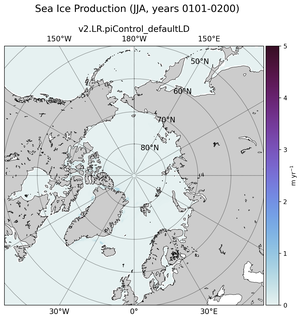 JJA JJA Climatology Map of Northern-Hemisphere Sea Ice Production