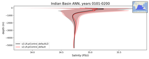 Indian Basin Salinity vs depth