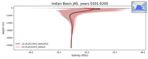 Indian Basin Salinity vs depth