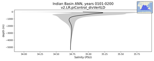 Indian Basin Salinity vs depth
