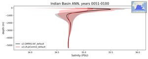 Indian Basin Salinity vs depth