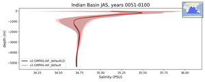 Indian Basin Salinity vs depth