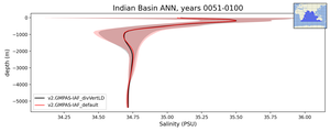 Indian Basin Salinity vs depth