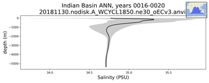 Indian Basin Salinity vs depth