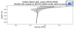 Indian Basin Salinity vs depth