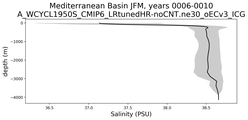 Mediterranean Basin Salinity vs depth