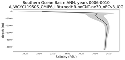 Southern Ocean Basin Salinity vs depth
