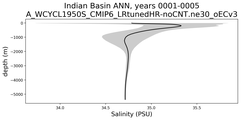 Indian Basin Salinity vs depth