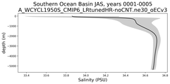 Southern Ocean Basin Salinity vs depth