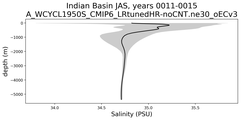 Indian Basin Salinity vs depth