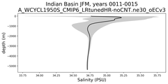 Indian Basin Salinity vs depth