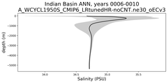 Indian Basin Salinity vs depth