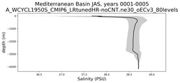 Mediterranean Basin Salinity vs depth
