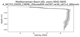 Mediterranean Basin Salinity vs depth