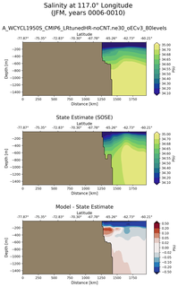 JFM Salinity at 117.0$\degree$ Longitude JFM