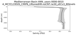 Mediterranean Basin Salinity vs depth