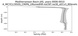 Mediterranean Basin Salinity vs depth
