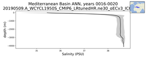 Mediterranean Basin Salinity vs depth