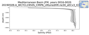 Mediterranean Basin Salinity vs depth