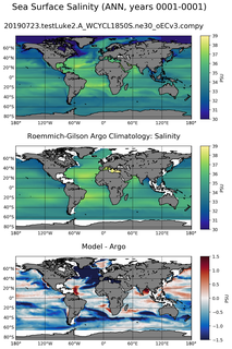 ANN Model Salinity compared with Argo observations