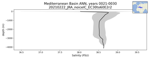 Mediterranean Basin Salinity vs depth