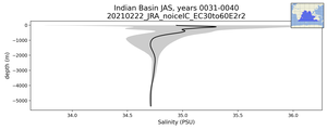 Indian Basin Salinity vs depth