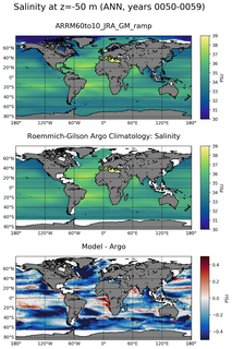 ANN Model Salinity compared with Argo observations