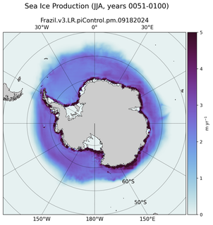 JJA JJA Climatology Map of Southern-Hemisphere Sea Ice Production