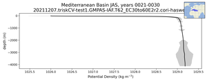 Mediterranean Basin Potential Density vs depth