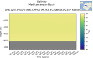 Time series of Mediterranean Basin Salinity vs depth