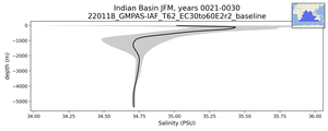 Indian Basin Salinity vs depth