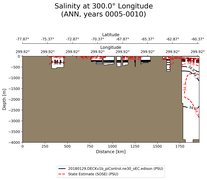 ANN Salinity at 300.0$\degree$ Longitude ANN