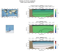 ANN Salinity at 210.0$\degree$ Longitude ANN