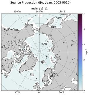 JJA JJA Climatology Map of Northern-Hemisphere Sea Ice Production