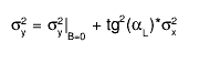 #sigma_{y}^{2} = #sigma_{y}^{2}|_{B=0} + tg^{2}(#alpha_{L})*#sigma_{x}^{2}