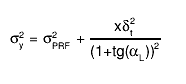 #sigma^{2}_{y} = #sigma^{2}_{PRF} + #frac{x#delta_{t}^{2}}{(1+tg(#alpha_{L}))^{2}}
