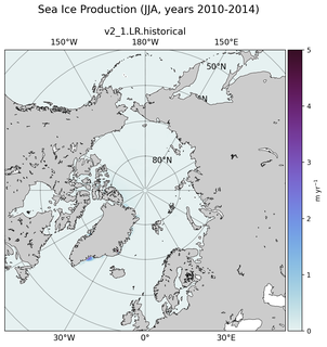 JJA JJA Climatology Map of Northern-Hemisphere Sea Ice Production
