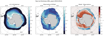 ON Climatology Map of Southern-Hemisphere Sea-Ice Thickness.