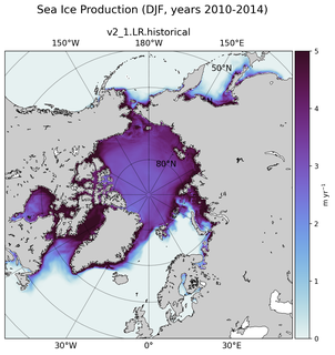 DJF DJF Climatology Map of Northern-Hemisphere Sea Ice Production