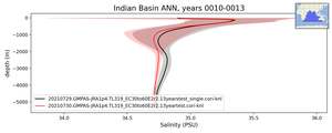 Indian Basin Salinity vs depth