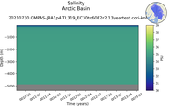 Time series of Arctic Basin Salinity vs depth