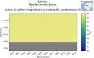 Time series of Mediterranean Basin Salinity vs depth