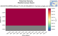 Time series of Mediterranean Basin Potential Density vs depth